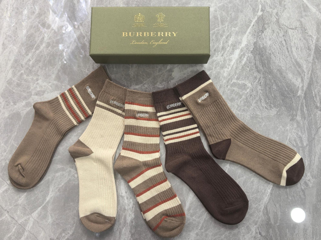 Burberry earth tone stripe mix crew socks - view 2