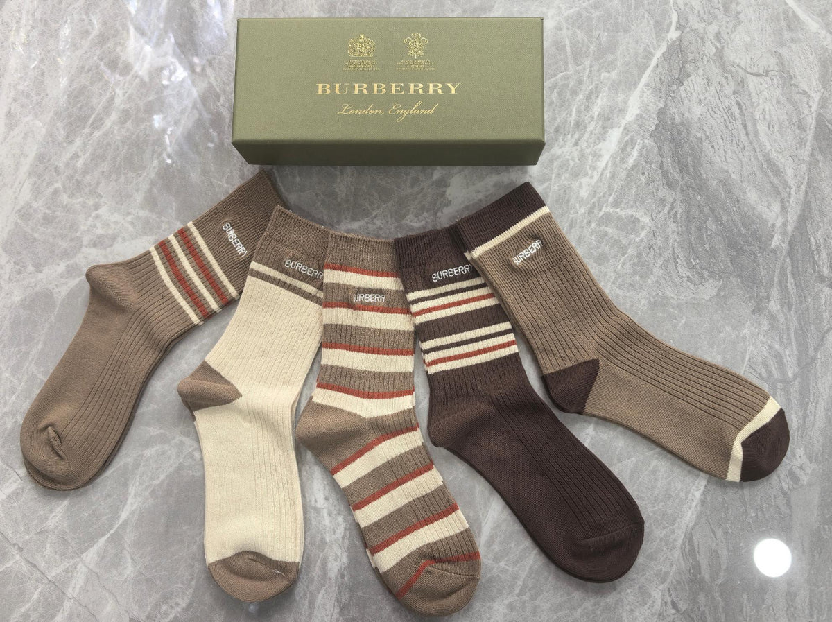 Burberry earth tone stripe mix crew socks - view 2
