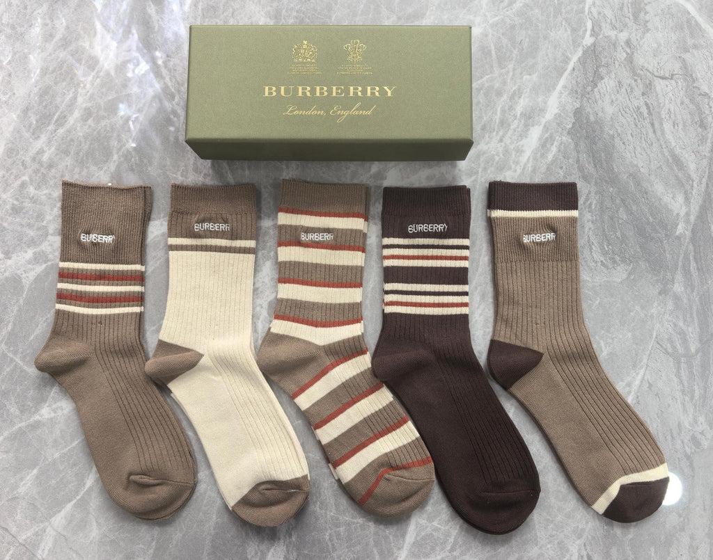Burberry earth tone stripe mix crew socks - view 1