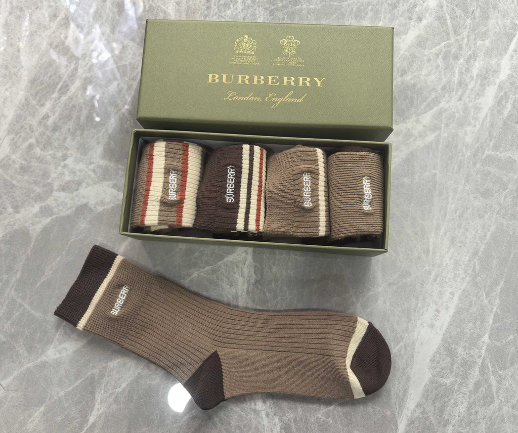 Burberry earth tone stripe mix crew socks - view 5