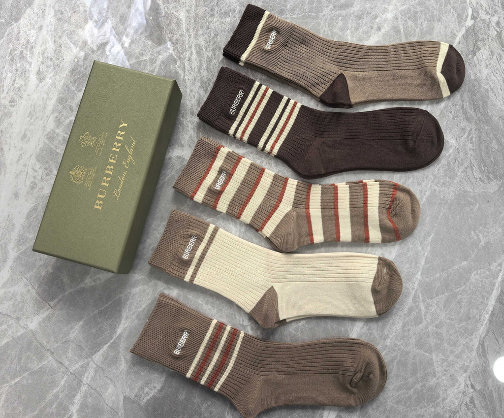 Burberry earth tone stripe mix crew socks - view 4