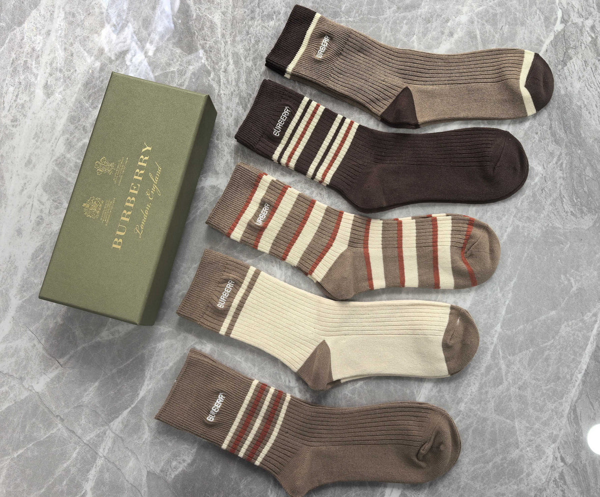 Burberry earth tone stripe mix crew socks - view 4