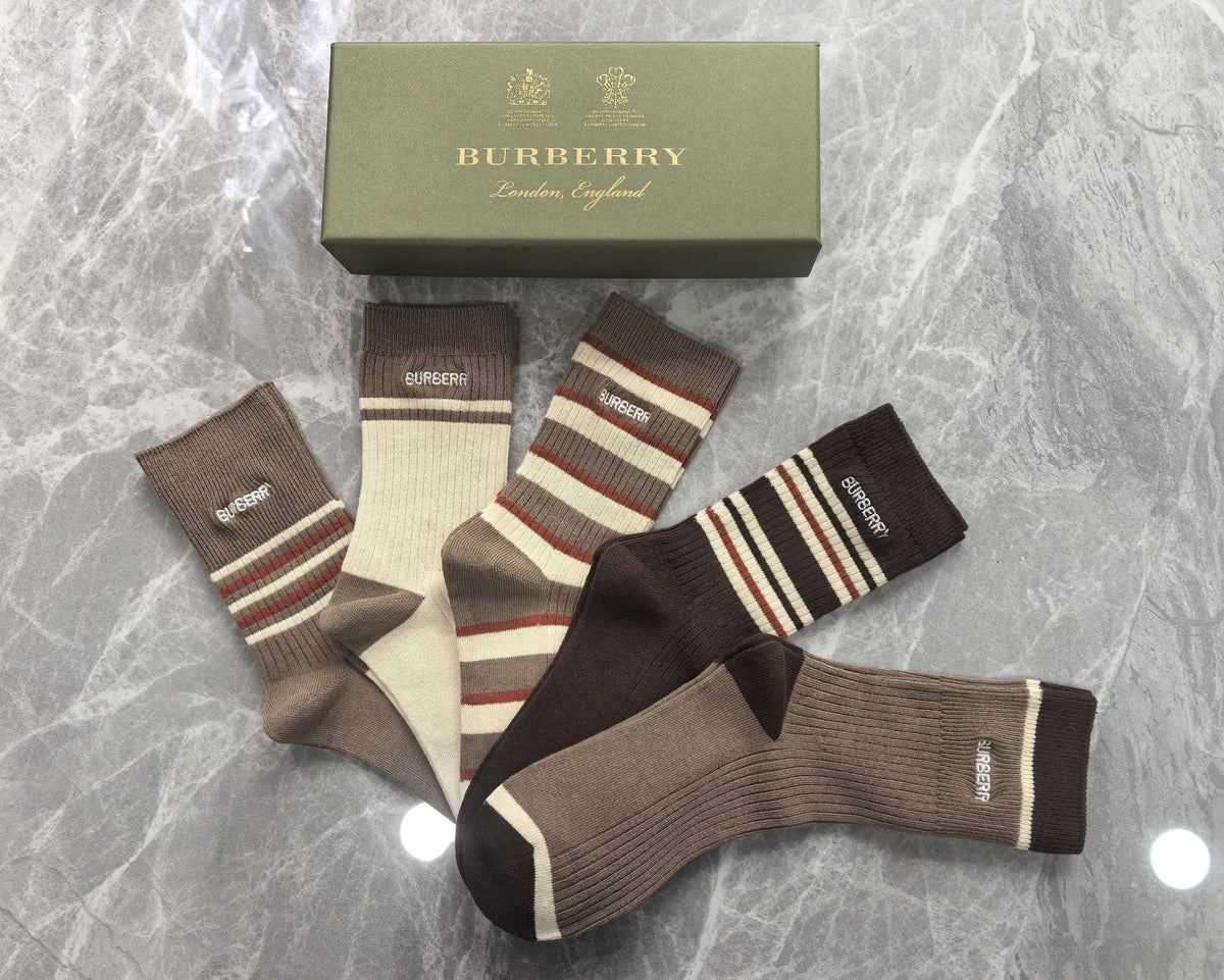 Burberry earth tone stripe mix crew socks - view 3
