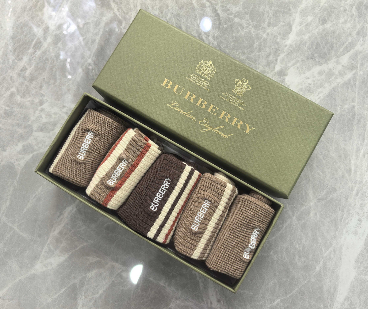 Burberry earth tone stripe mix crew socks - view 6