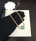 Chanel Blue Double-Layer Flower Necklace - album image 1