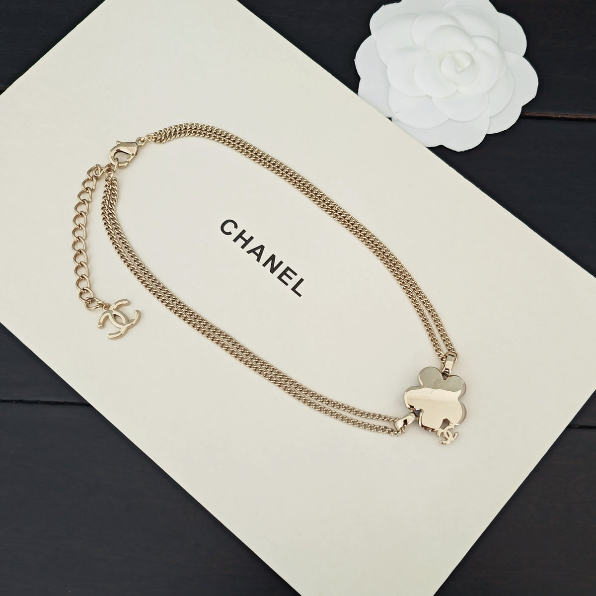 Chanel Blue Double-Layer Flower Necklace - album image 4