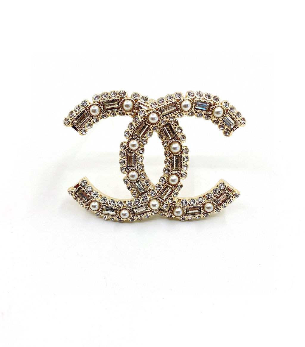 Chanel Pearl Letter Crystal Accent Brooch - album image 5