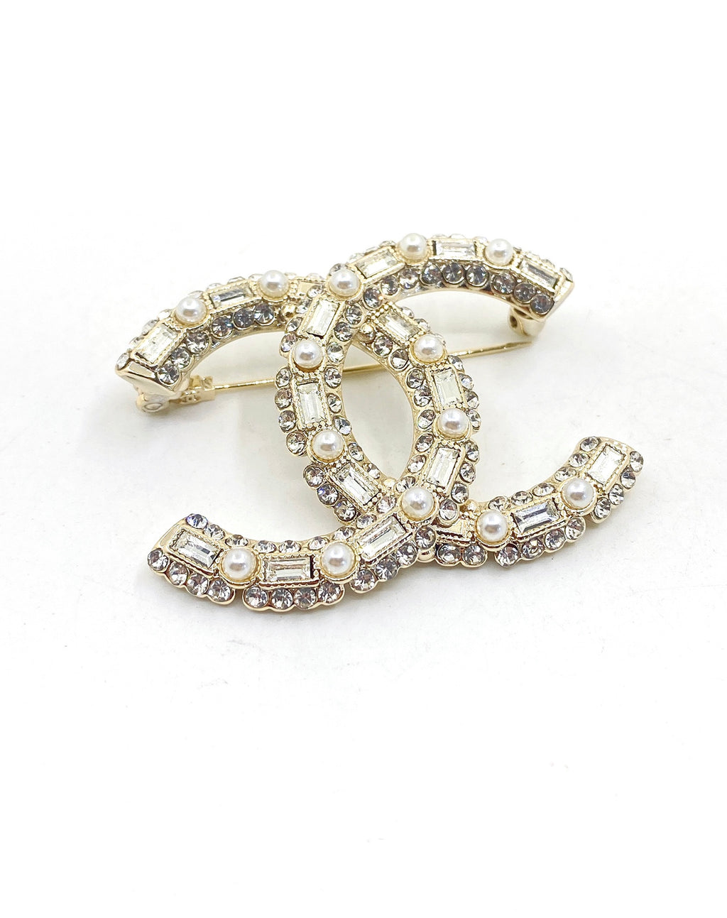 Chanel Pearl Letter Crystal Accent Brooch - album image 3