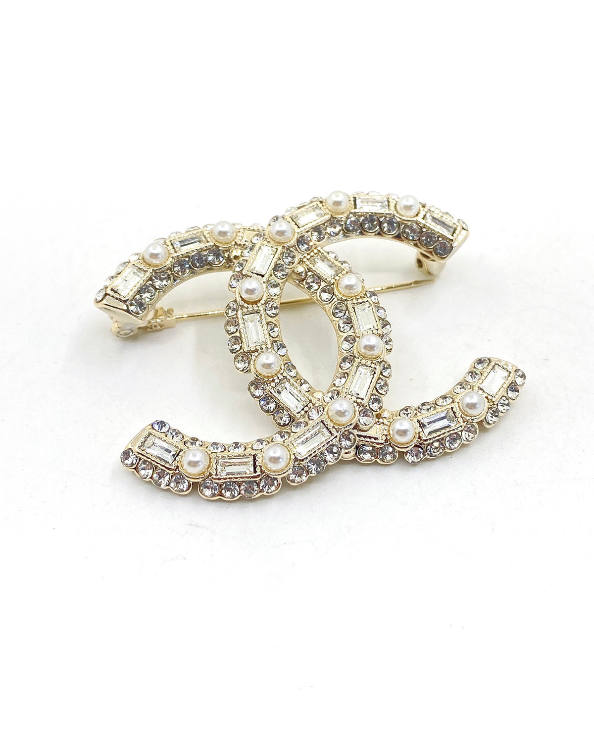 Chanel Pearl Letter Crystal Accent Brooch - album image 3