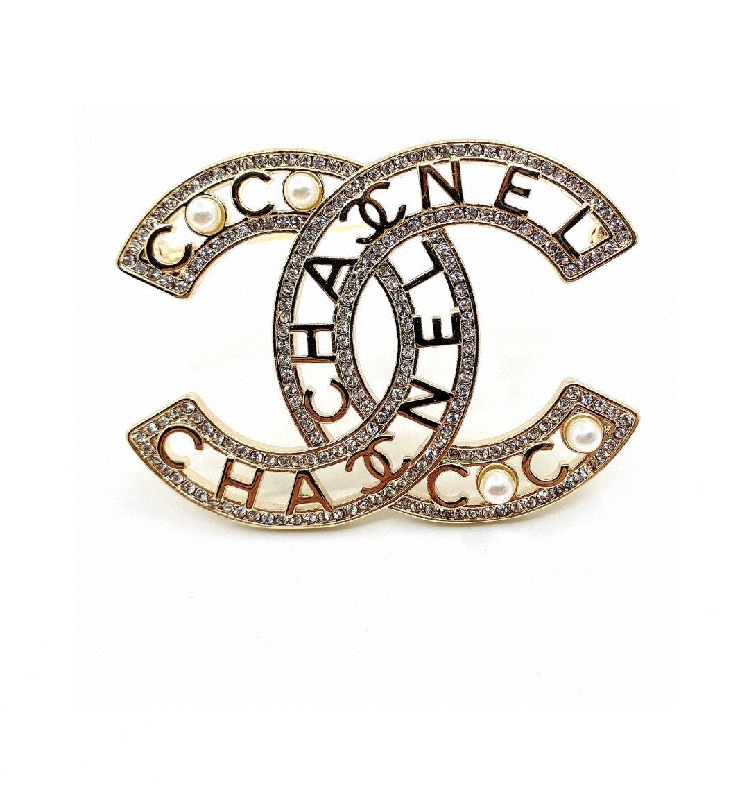 Chanel Pearl Letter Openwork Brooch - album image 1