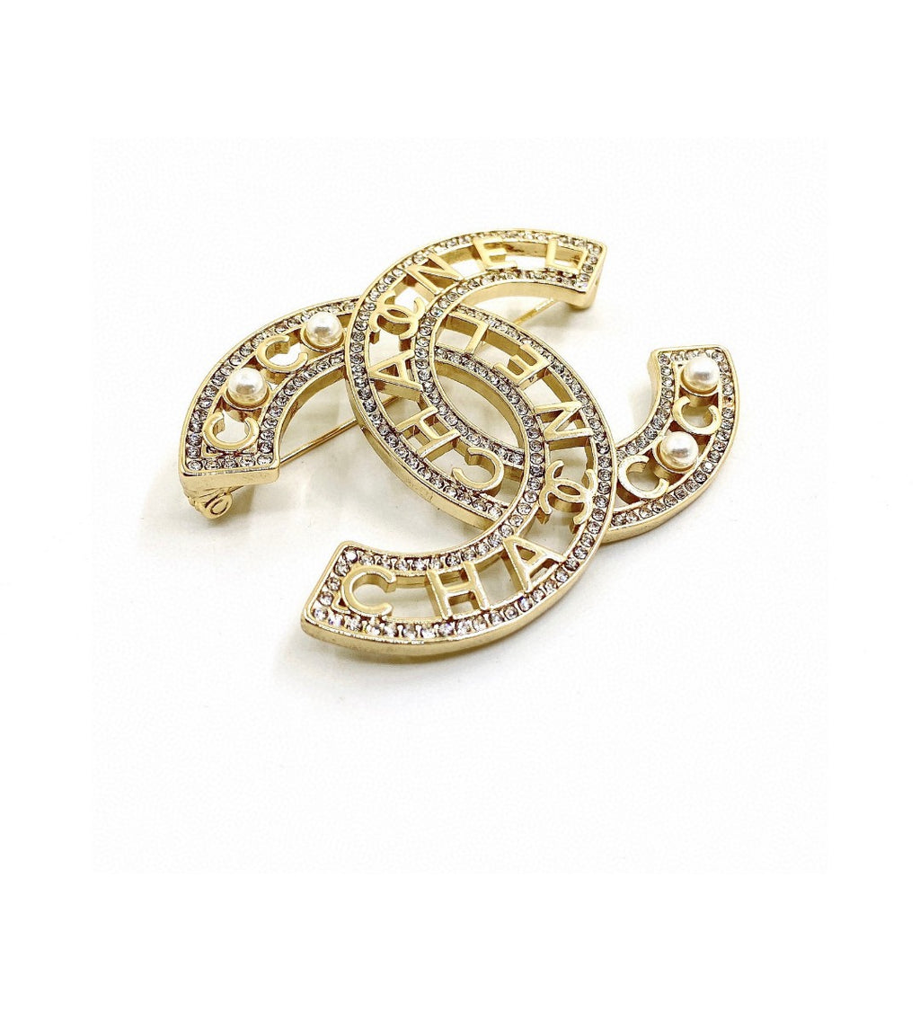 Chanel Pearl Letter Openwork Brooch - album image 6