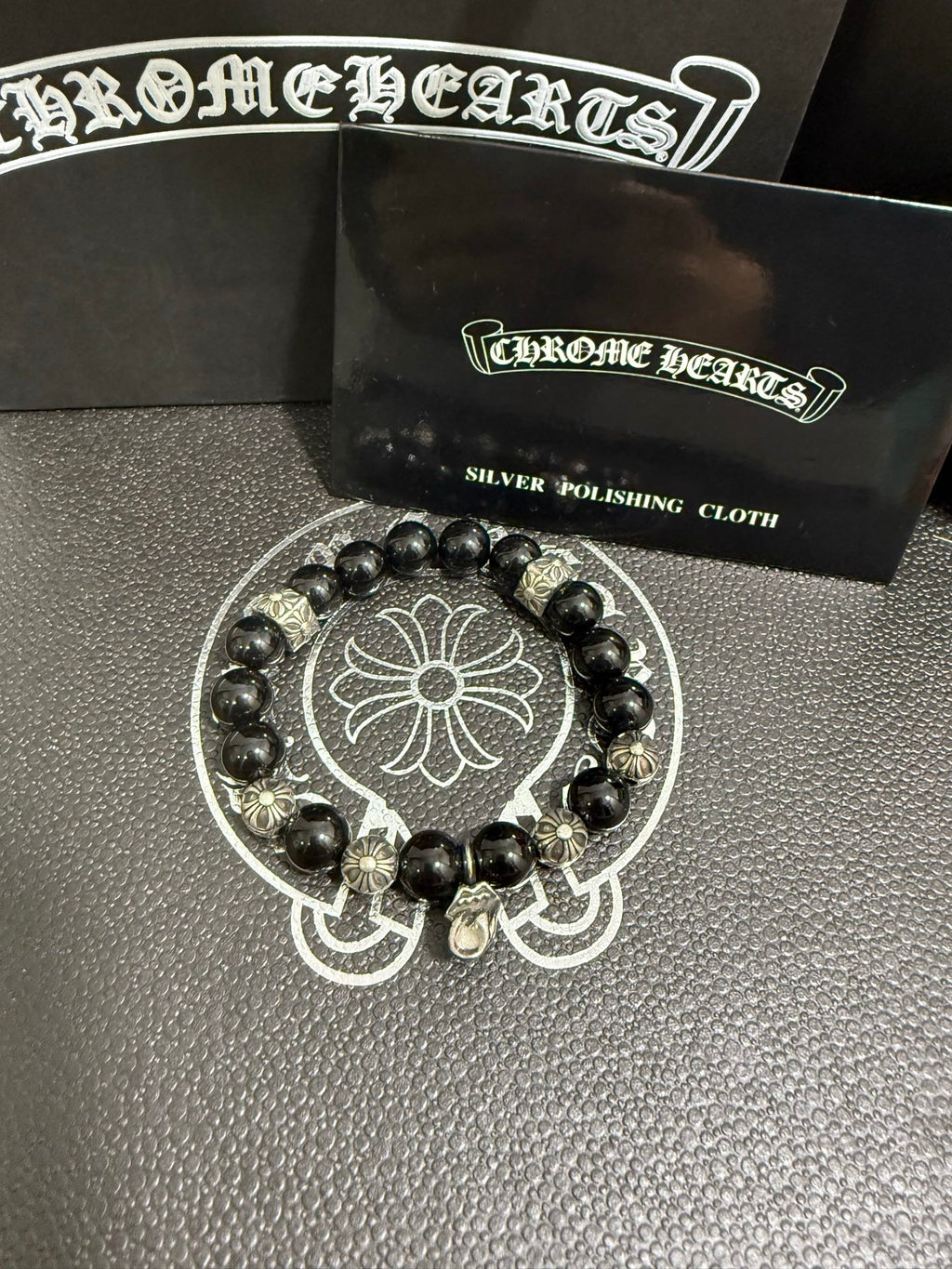 Chrome Hearts Black Bead Oval Charm Bracelet - album image 2