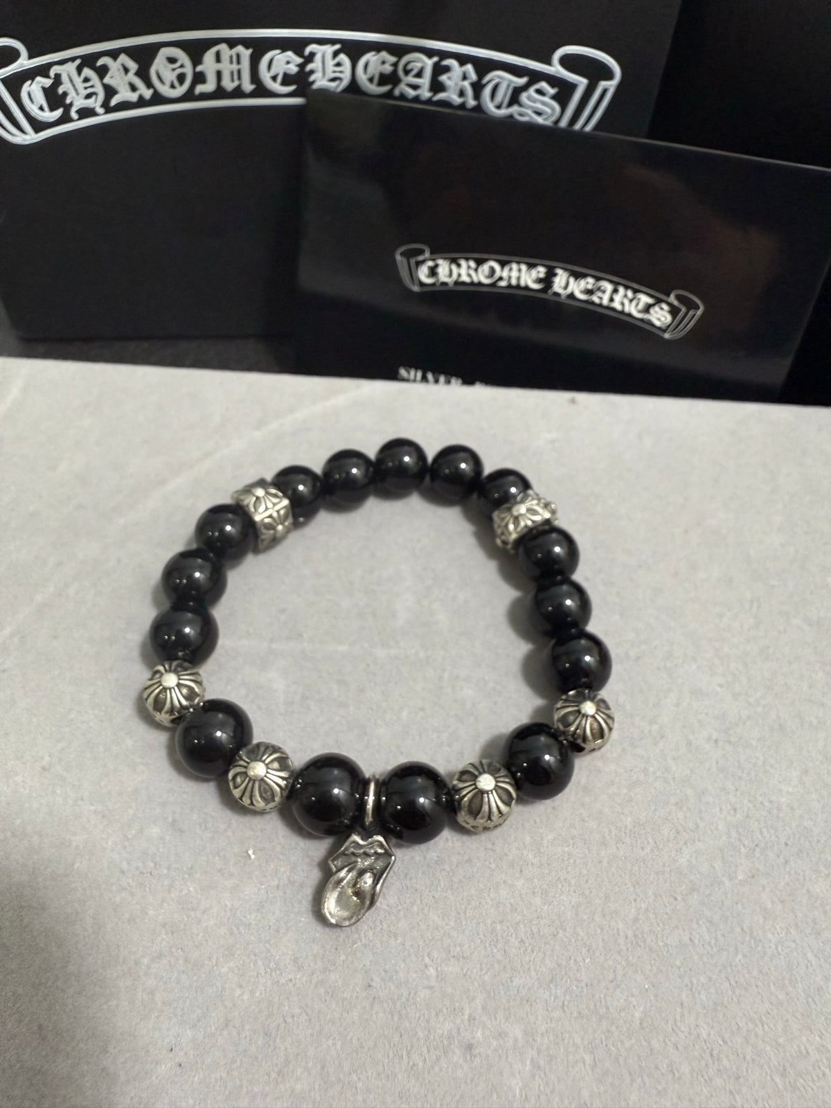 Chrome Hearts Black Bead Oval Charm Bracelet - album image 1