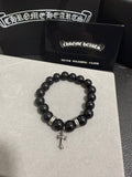 Chrome Hearts Black Bead Petite Cross Bracelet - album image 1