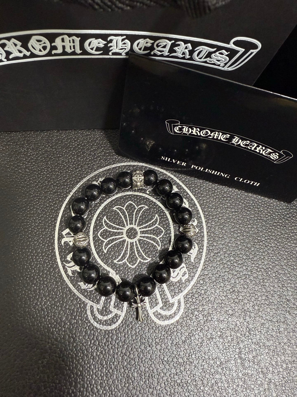 Chrome Hearts Black Bead Long Drop Bracelet - album image 5