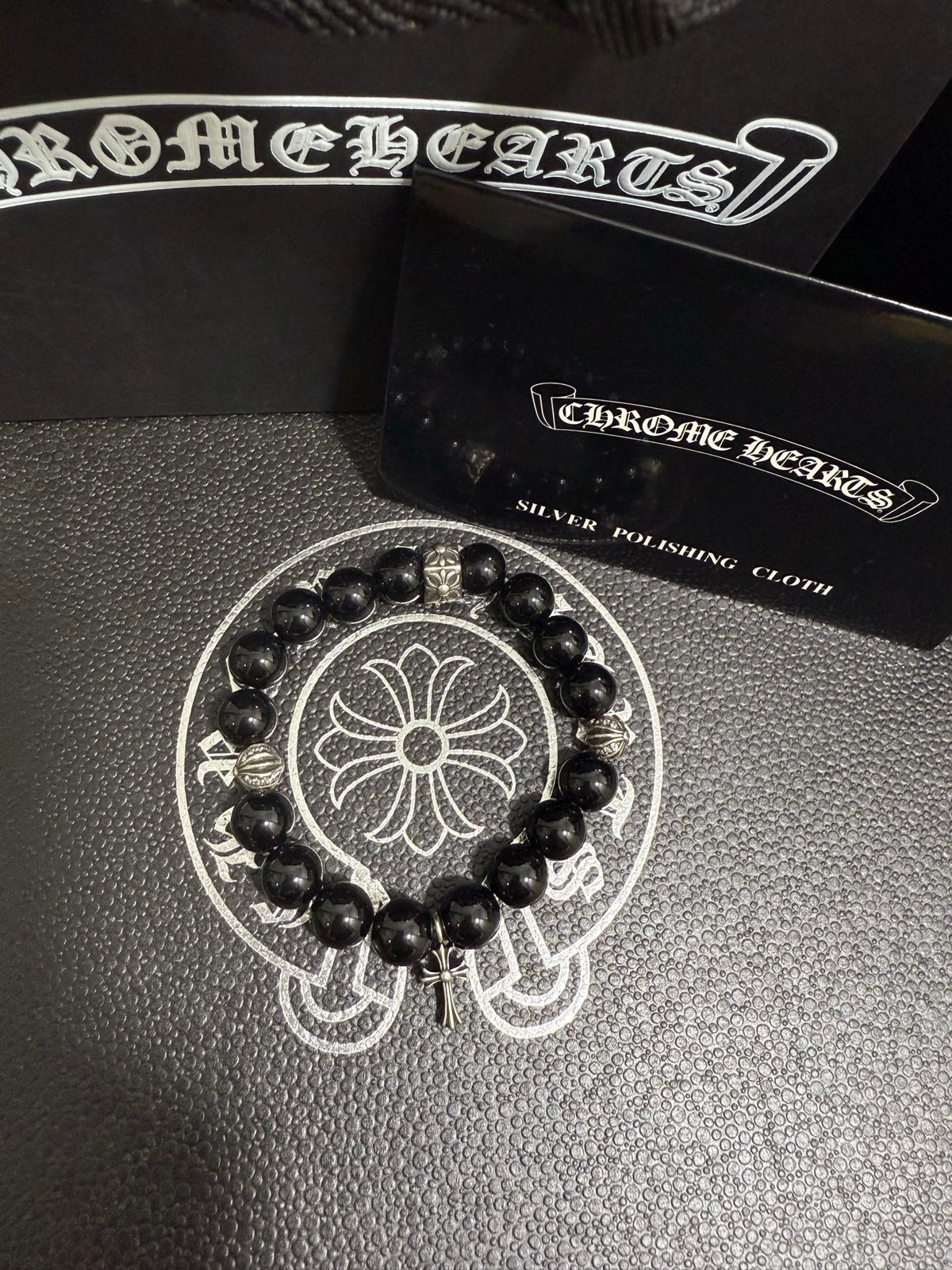 Chrome Hearts Black Bead Long Drop Bracelet - album image 5
