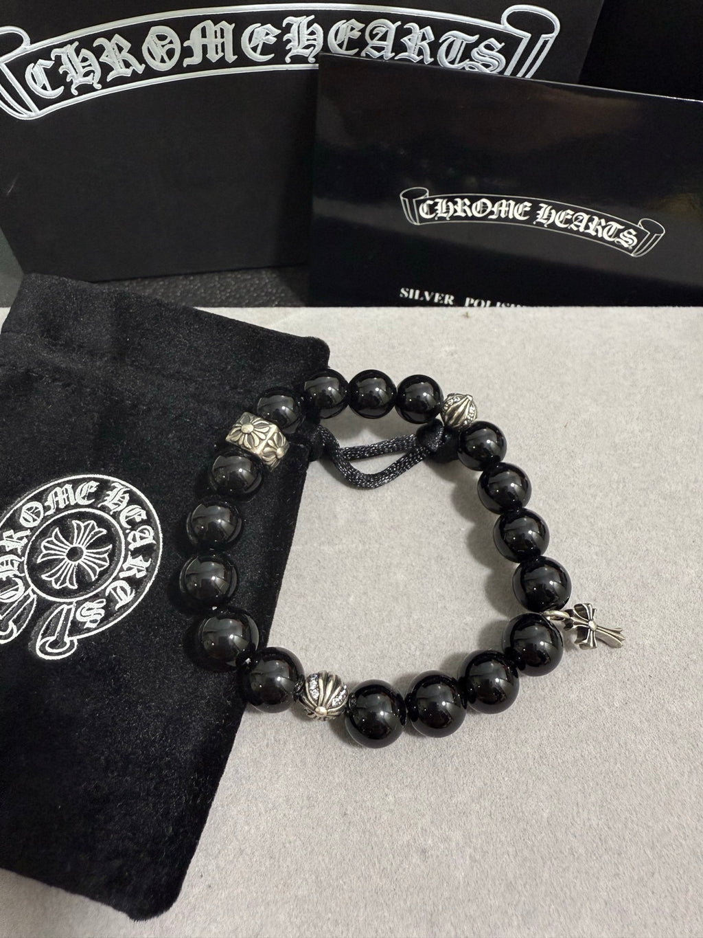 Chrome Hearts Black Bead Long Drop Bracelet - album image 4