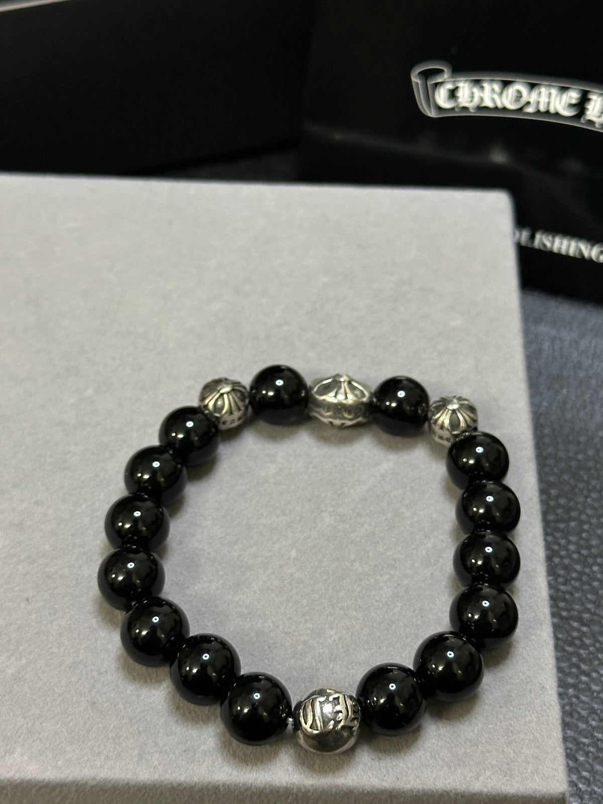 Chrome Hearts Black Bead Cross Spacer Bracelet - album image 6