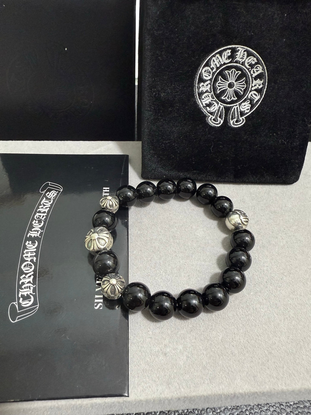 Chrome Hearts Black Bead Cross Spacer Bracelet - album image 4