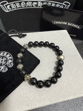 Chrome Hearts Black Bead Rounded Tag Bracelet - album image 1