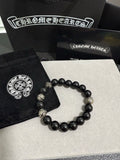 Chrome Hearts Black Bead Floral Drop Bracelet - album image 1