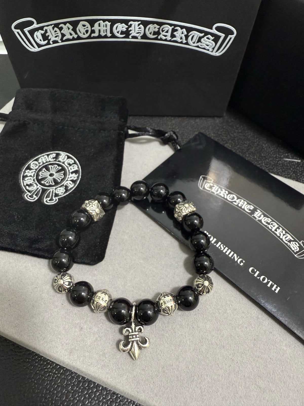 Chrome Hearts Black Bead Small Pointed Charm Bracelet - album image 4