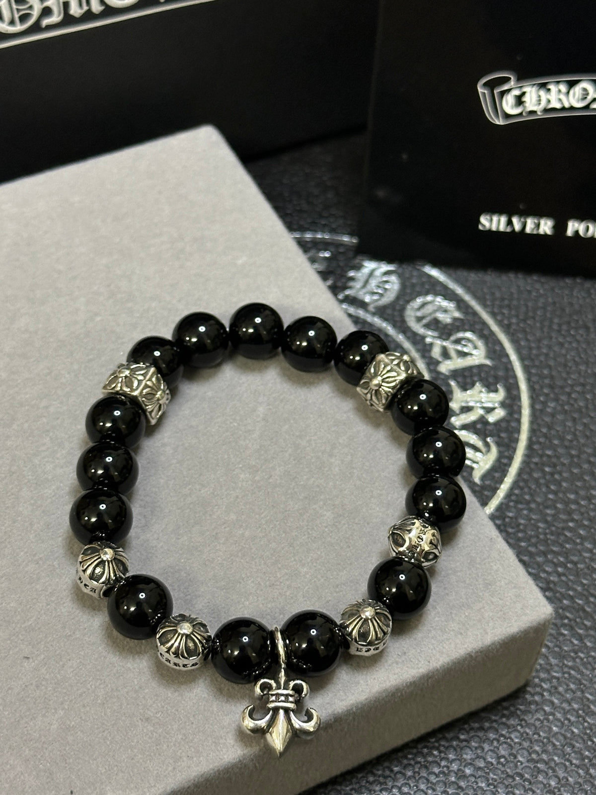 Chrome Hearts Black Bead Small Pointed Charm Bracelet - album image 6