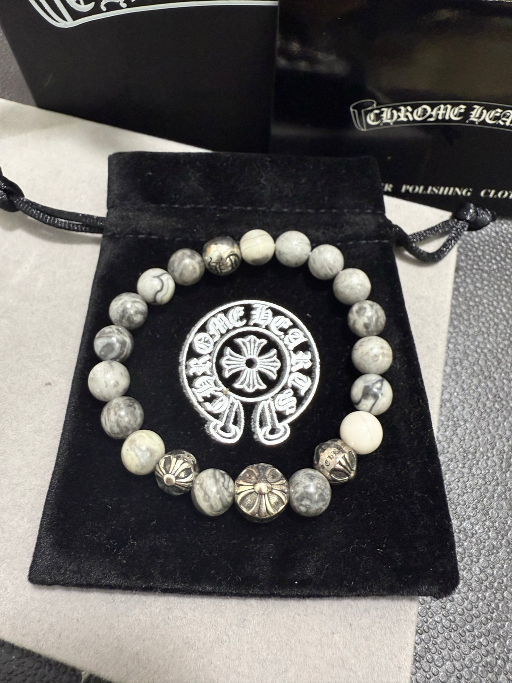 Chrome Hearts Cream Bead Narrow Drop Bracelet - album image 6