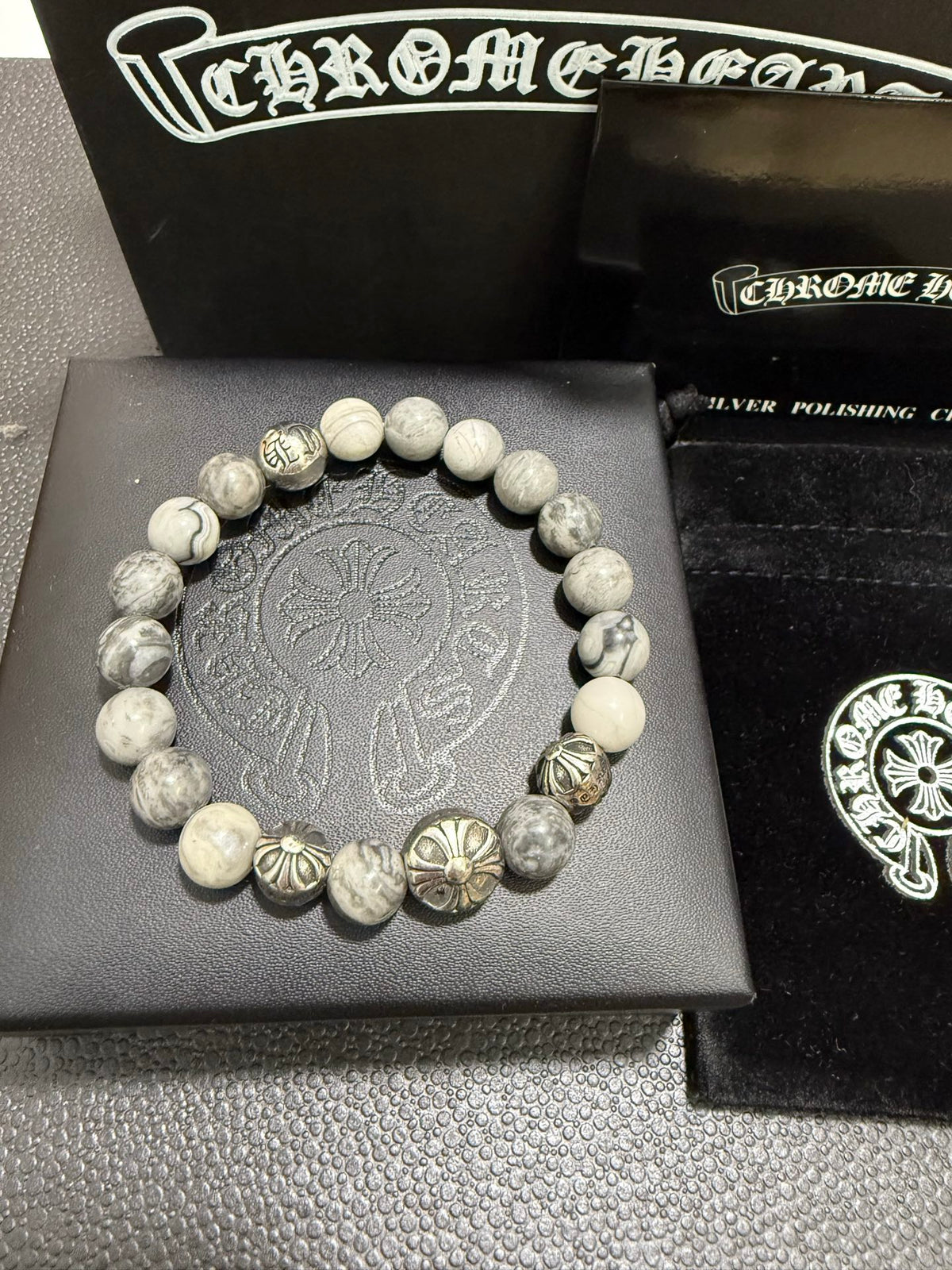 Chrome Hearts Cream Bead Narrow Drop Bracelet - album image 4