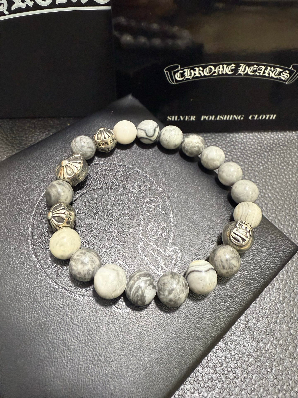 Chrome Hearts Cream Bead Narrow Drop Bracelet - album image 2