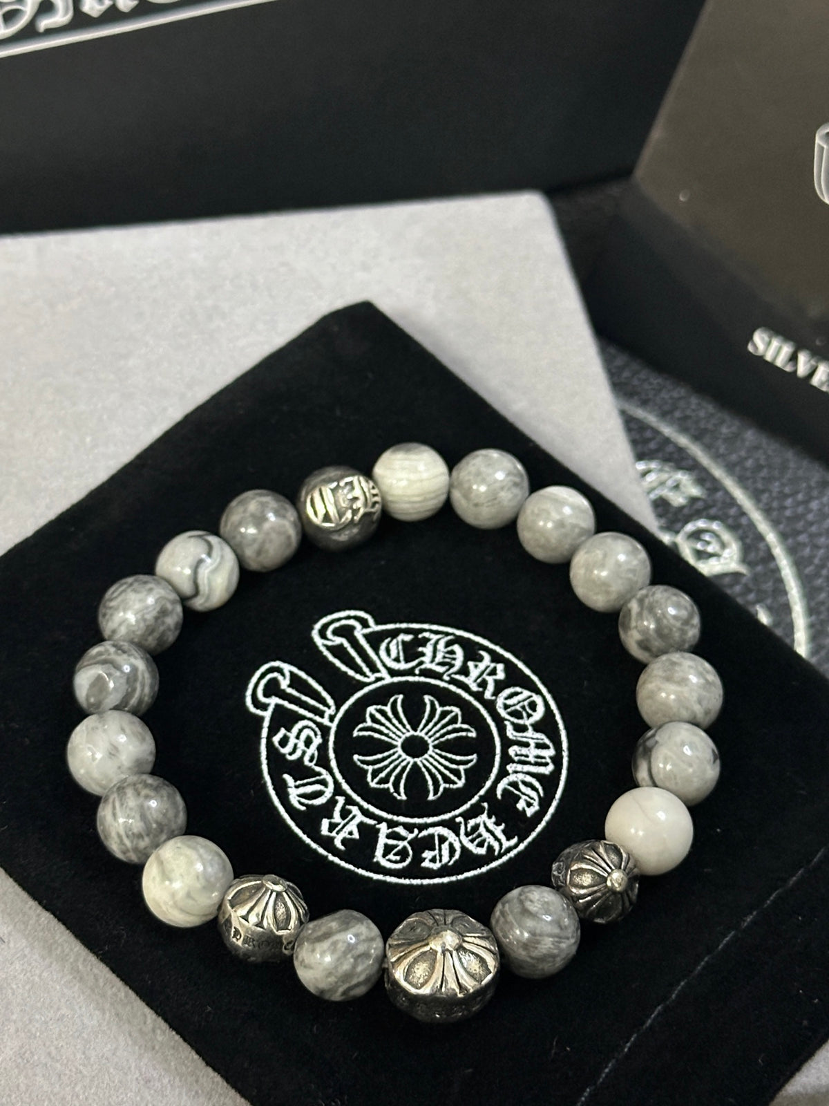 Chrome Hearts Cream Bead Narrow Drop Bracelet - album image 3