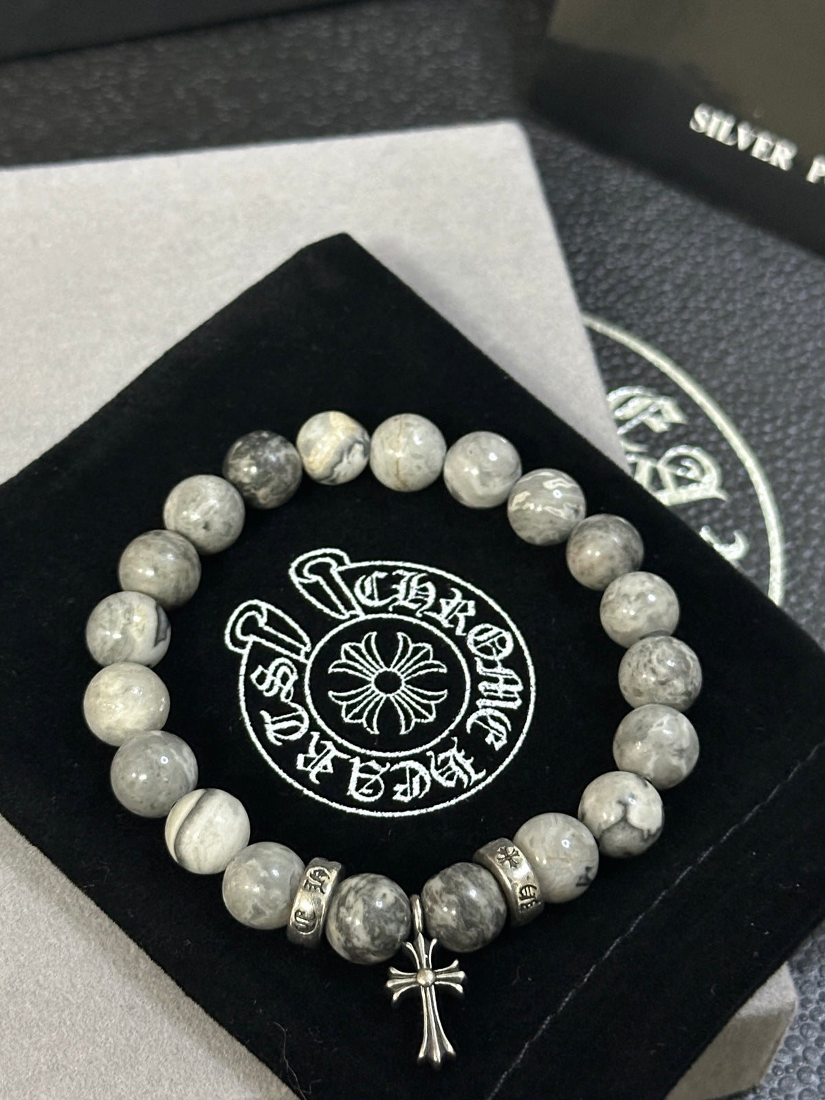 Chrome Hearts White Bead Cross Pendant Bracelet - album image 1