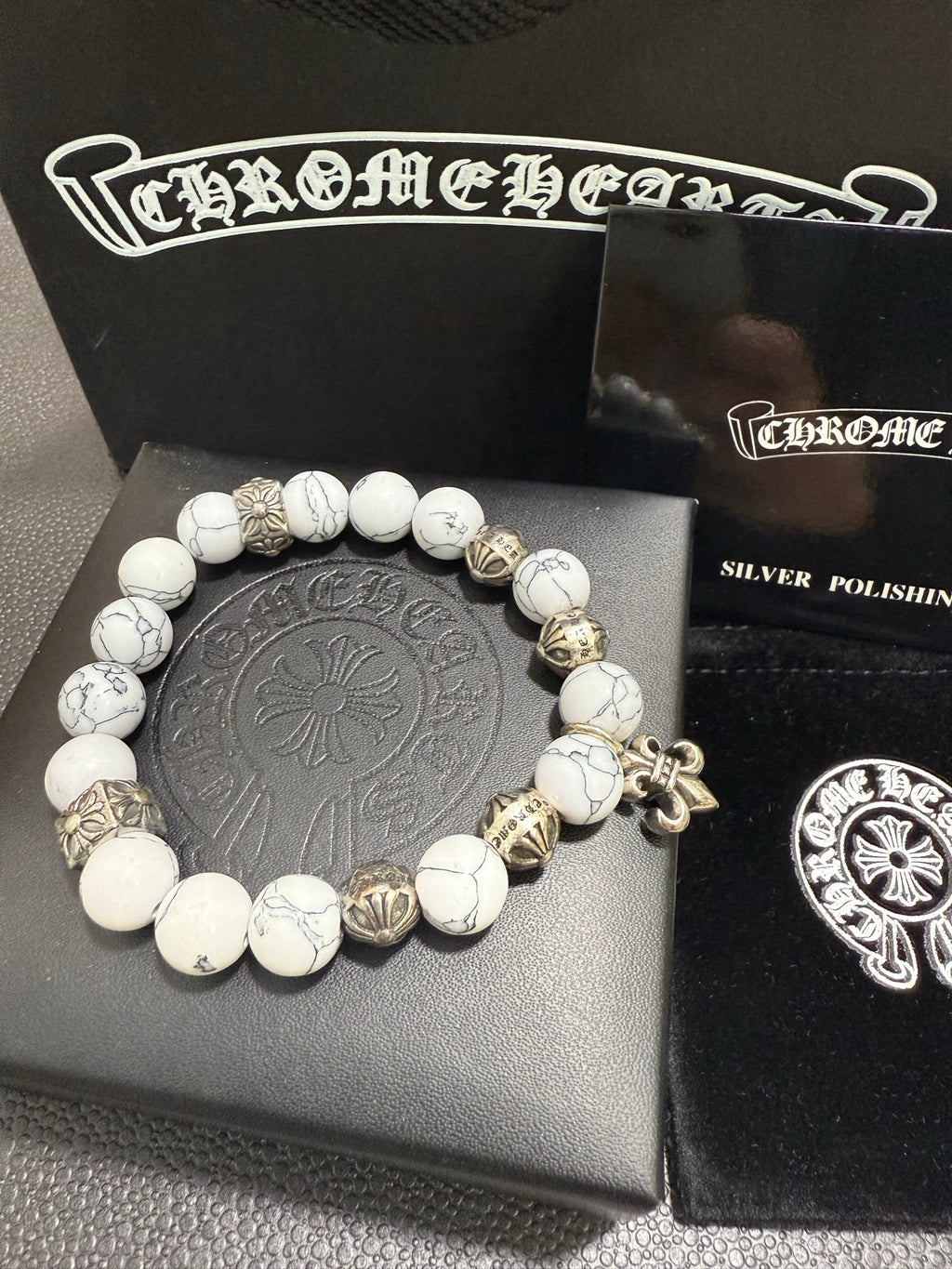 Chrome Hearts White Bead Sculpted Spacer Bracelet - album image 3