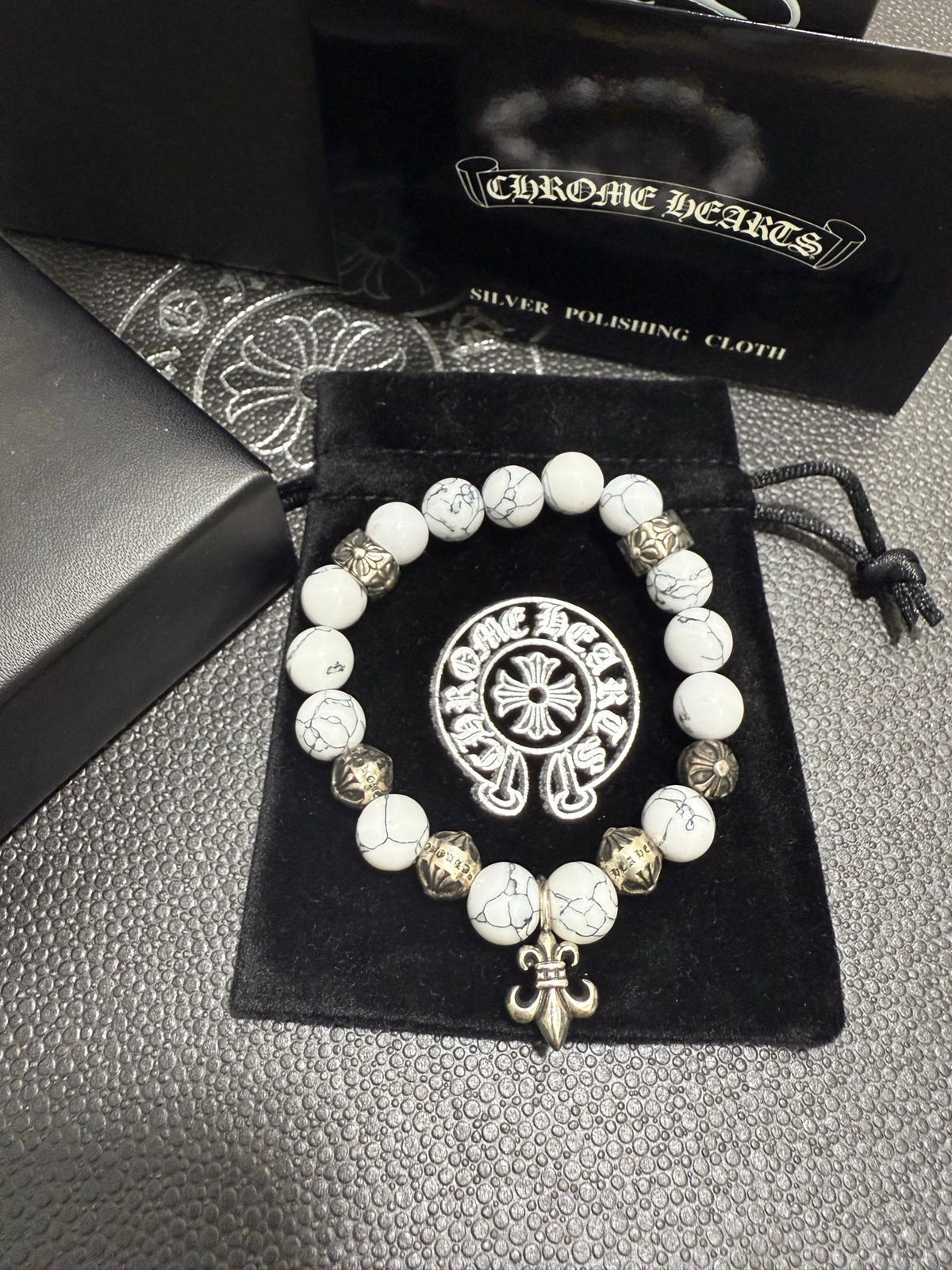 Chrome Hearts White Bead Sculpted Spacer Bracelet - album image 2