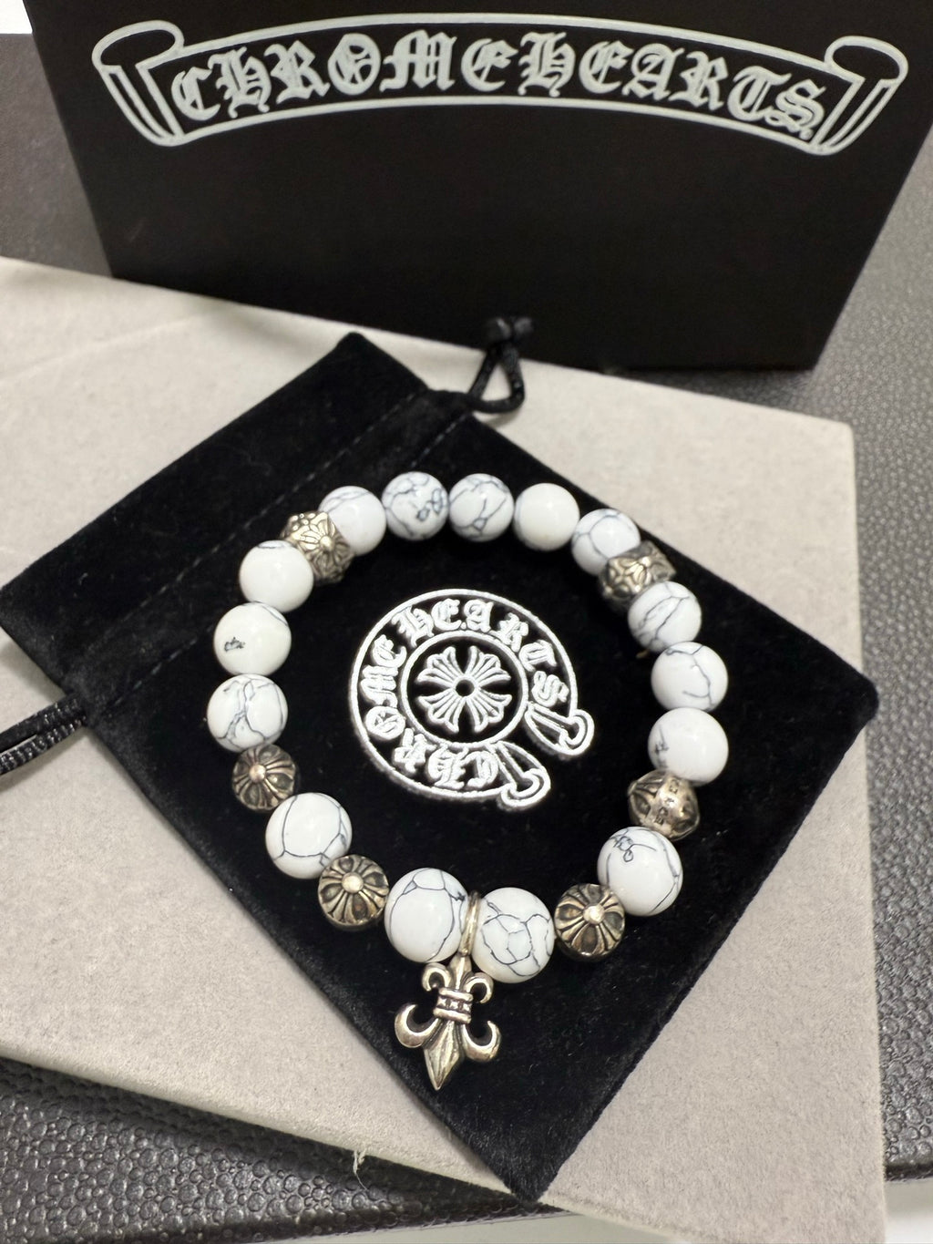 Chrome Hearts White Bead Sculpted Spacer Bracelet - album image 5