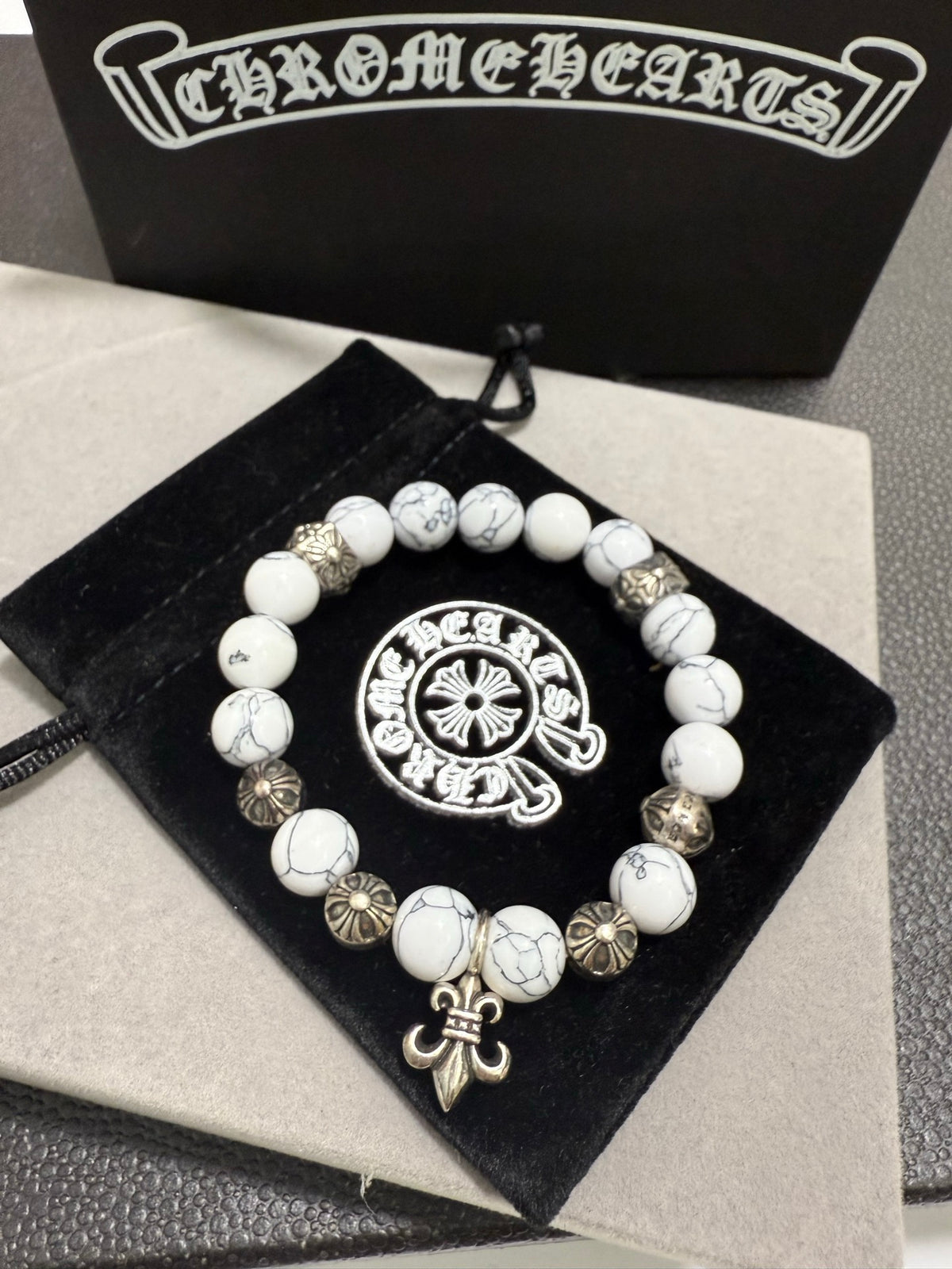 Chrome Hearts White Bead Sculpted Spacer Bracelet - album image 5