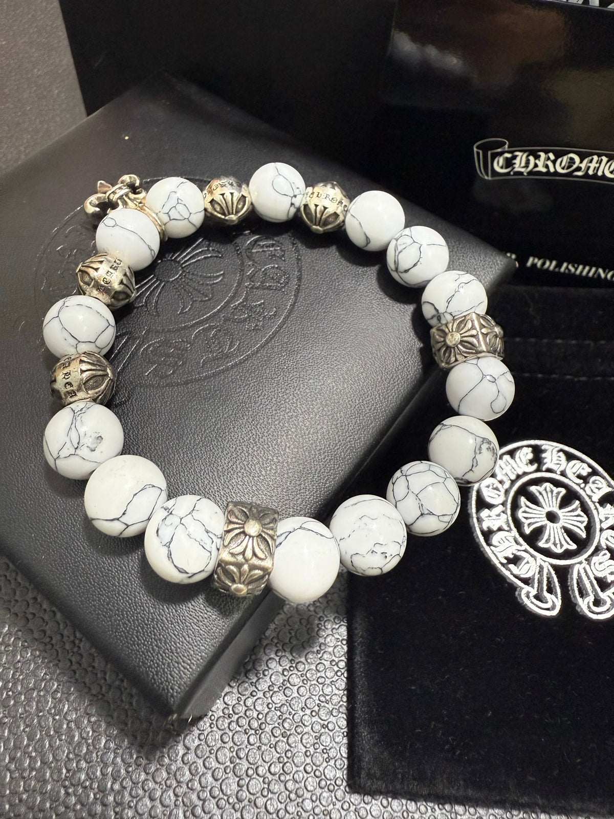 Chrome Hearts White Bead Sculpted Spacer Bracelet - album image 1
