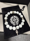 Chrome Hearts White Bead Long Cross Charm Bracelet - album image 1