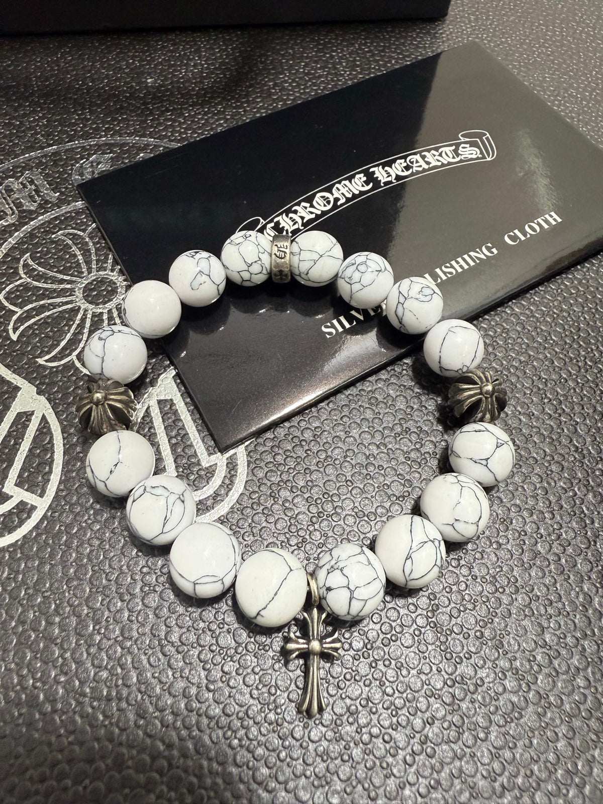 Chrome Hearts Cream Bead Patterned Globe Bracelet - album image 5