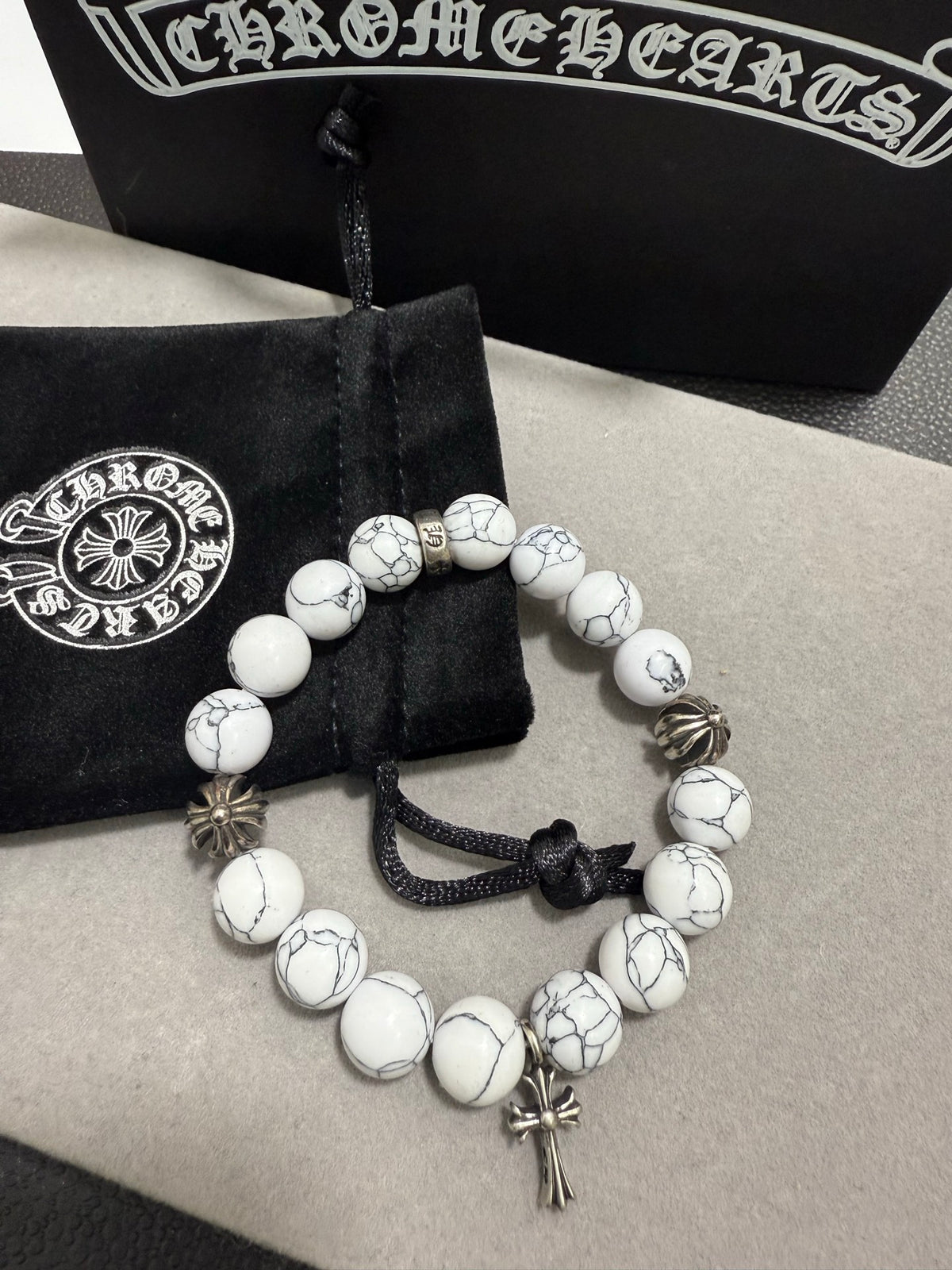 Chrome Hearts Cream Bead Patterned Globe Bracelet - album image 7
