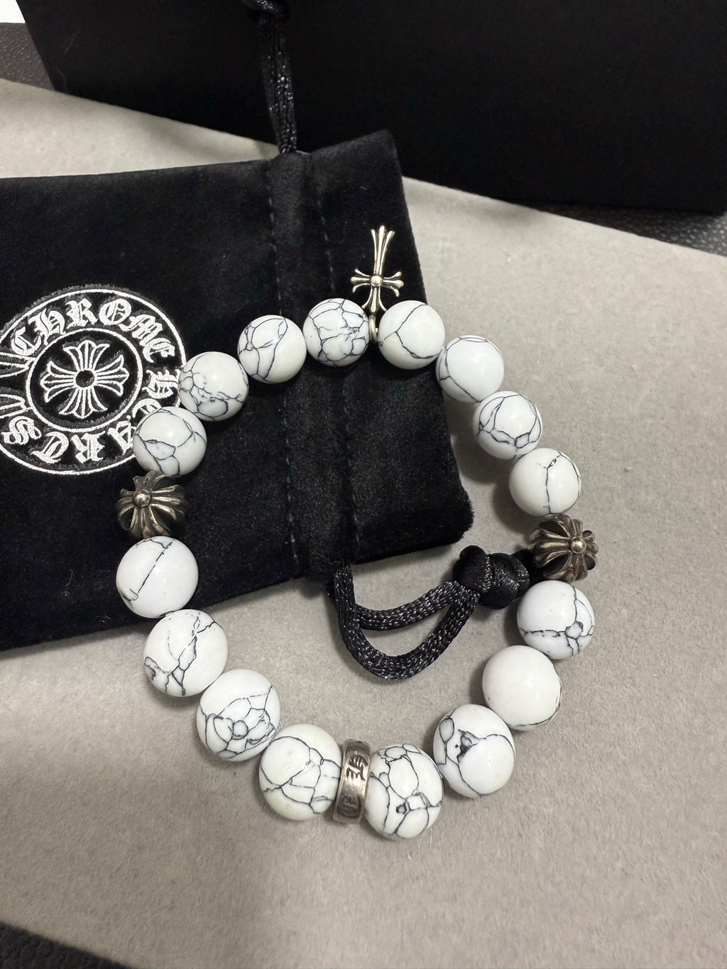 Chrome Hearts Cream Bead Patterned Globe Bracelet - album image 8