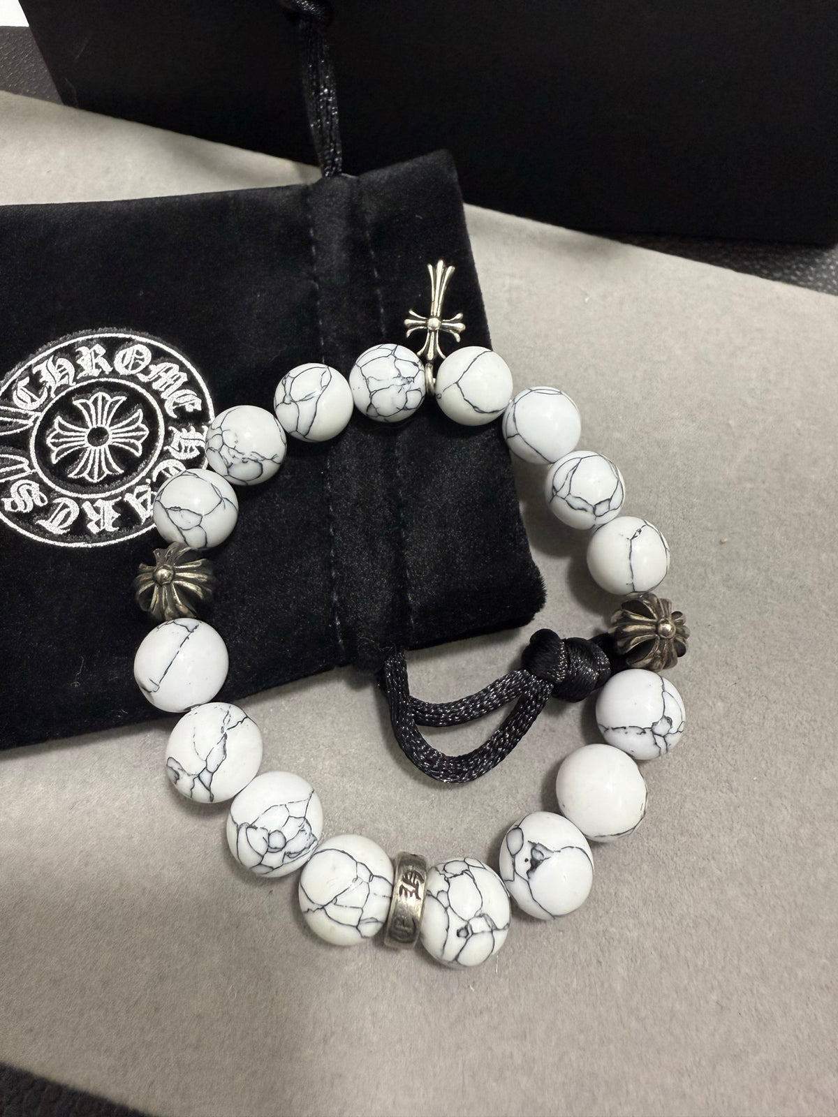 Chrome Hearts Cream Bead Patterned Globe Bracelet - album image 8