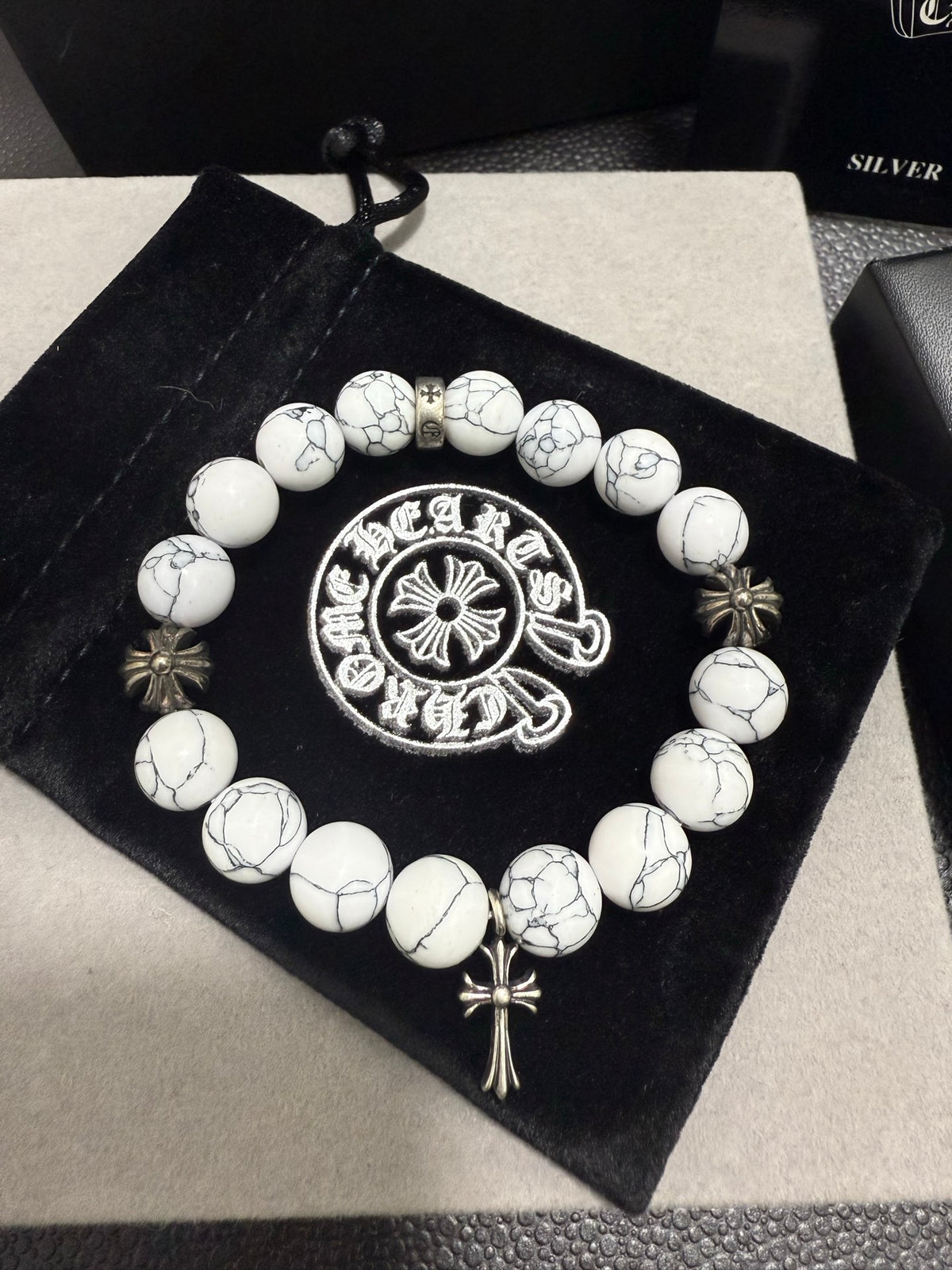Chrome Hearts Cream Bead Patterned Globe Bracelet - album image 6