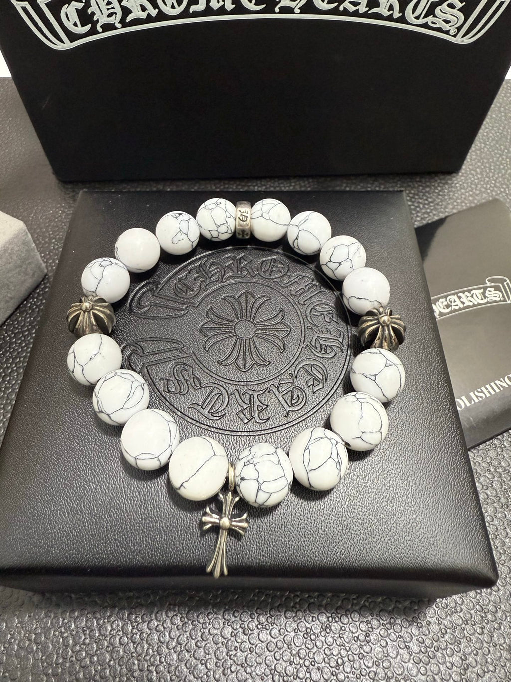 Chrome Hearts Cream Bead Patterned Globe Bracelet - album image 4