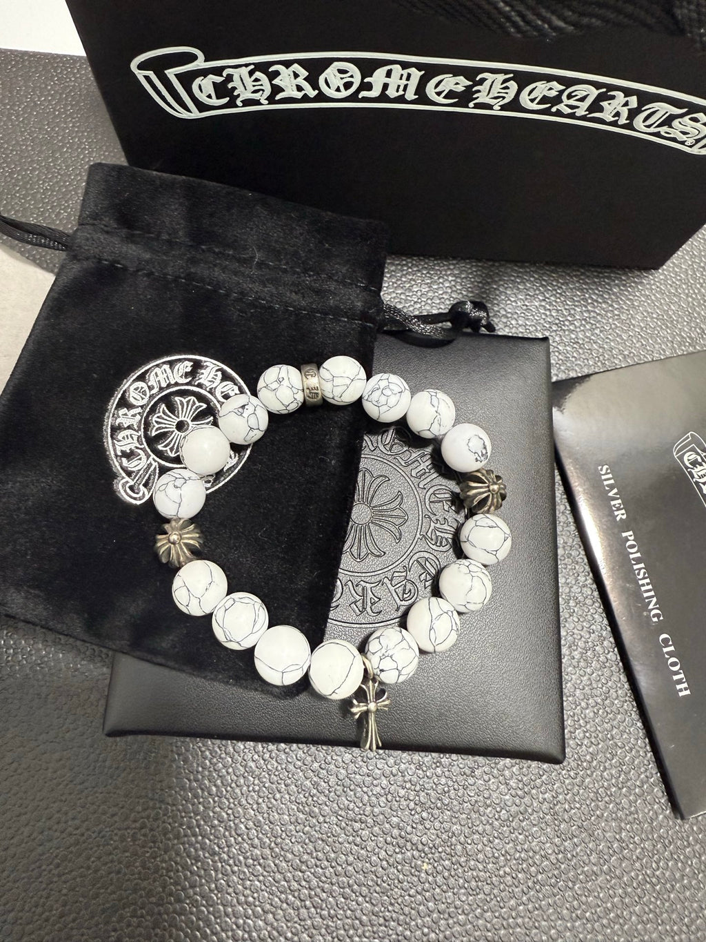 Chrome Hearts Cream Bead Patterned Globe Bracelet - album image 3
