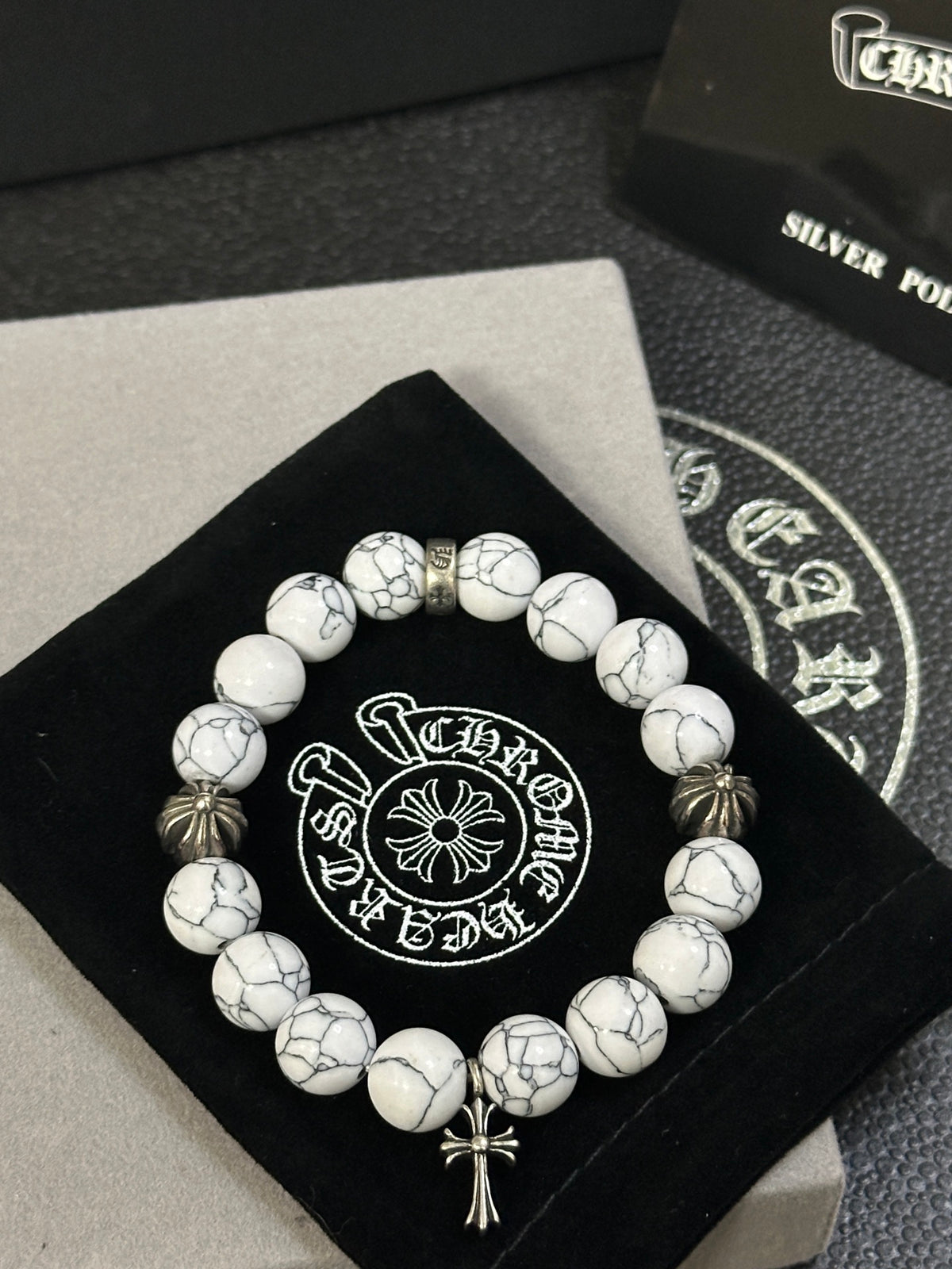 Chrome Hearts Cream Bead Patterned Globe Bracelet - album image 1