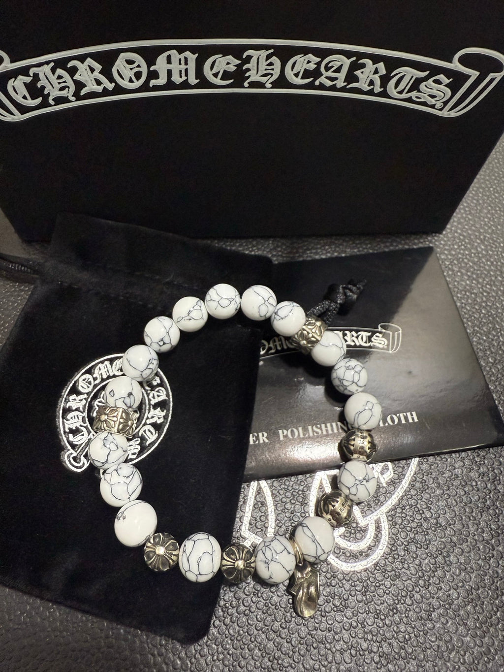 Chrome Hearts White Bead Oval Drop Bracelet - album image 3