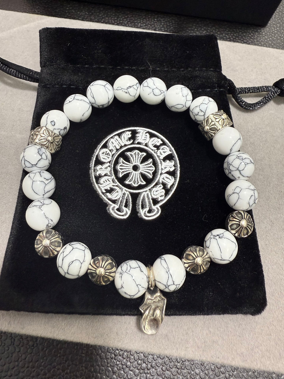 Chrome Hearts White Bead Oval Drop Bracelet - album image 1