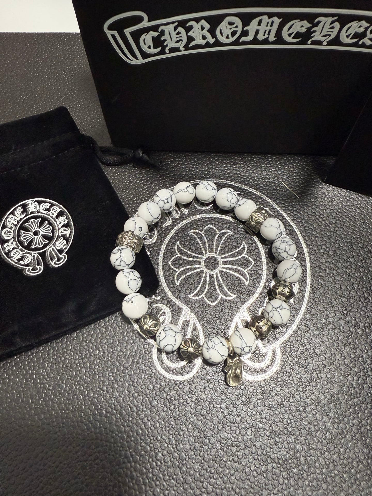 Chrome Hearts White Bead Oval Drop Bracelet - album image 4