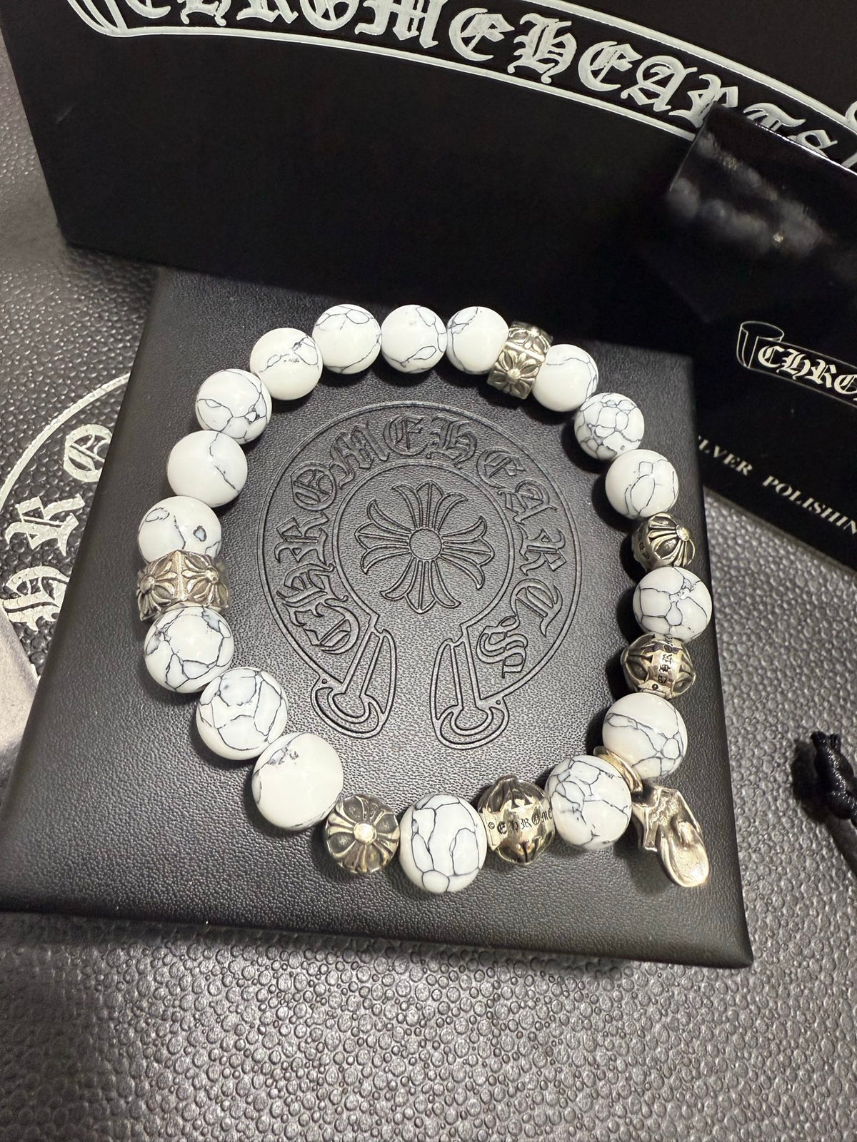 Chrome Hearts White Bead Oval Drop Bracelet - album image 5
